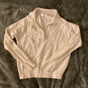 Wilfred Merino Wool Cotton Blend White Collar Sweater